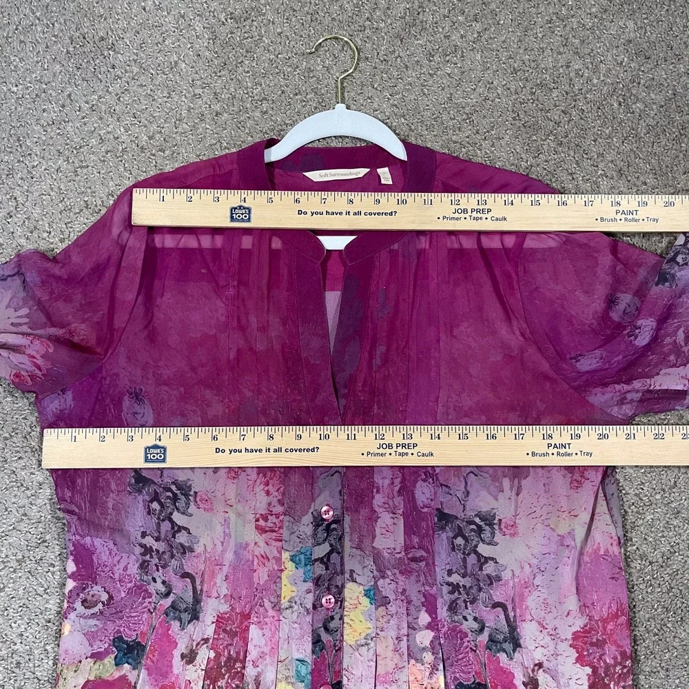 Soft Surroundings Women's Blouse Chiffon Floral Flowy Artsy Lightweight L Pink - Picture 4 of 7